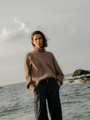 Amy Powney + Finisterre Fisherman Damen-Rippstrickpullover mit Rollkragen