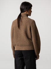 Amy Powney + Finisterre Fisherman Damen-Rippstrickpullover mit Rollkragen