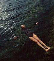 Sarah floating in the sea