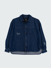 Women's Floral Marine Denim Shirt