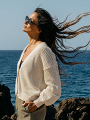 Damen-Cardigan mit offener Strickstruktur